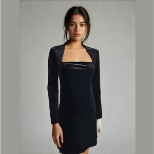 Women's Vero Moda Black Dress Size L Velvet Short With Long Sleeve